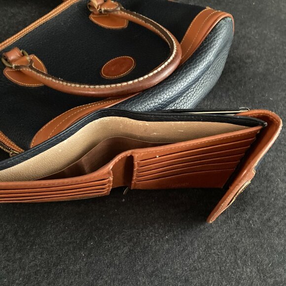 Vintage Dooney & Bourke Pebbled Leather Doctors Bag Satchel Navy Blue w/ Wallet - Picture 14 of 15